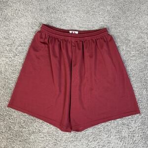 Badger Shorts Mens M Red Mesh Athletic Elastic Waist Drawstring 7 Inseam